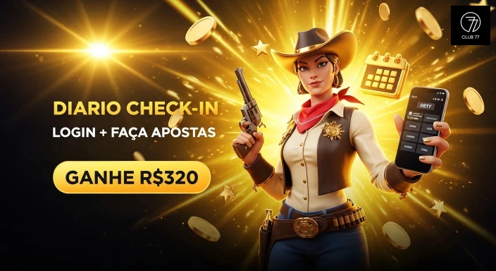 club77 — faixa usada para reforçar confiança, com ênfase em benefício imediato, pensado para reforçar leitura rápida em